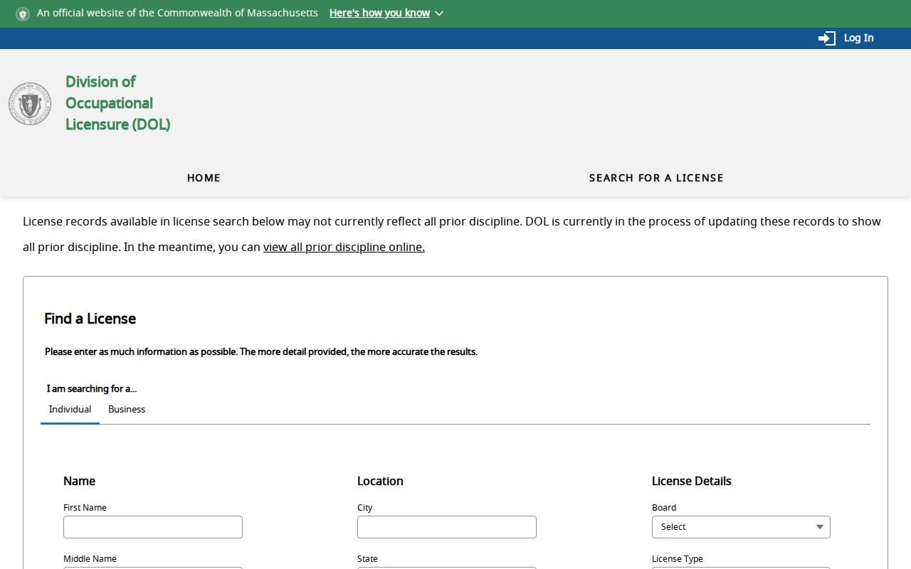 Wakefield residents directory Massachusetts professional license search