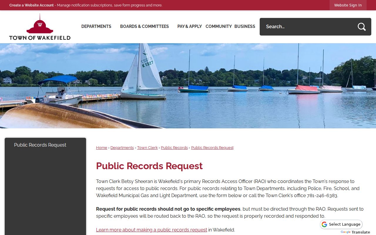 Wakefield residents directory public records request form