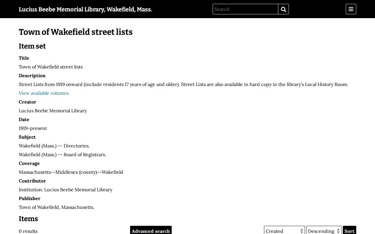 Wakefield previous residents NOBLE Digital Heritage street-list collection