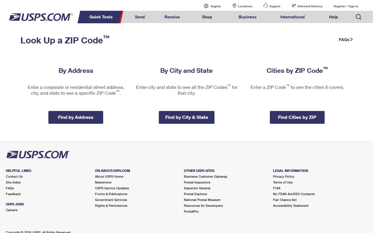 Wakefield ZIP code directory USPS address-to-ZIP verification screen